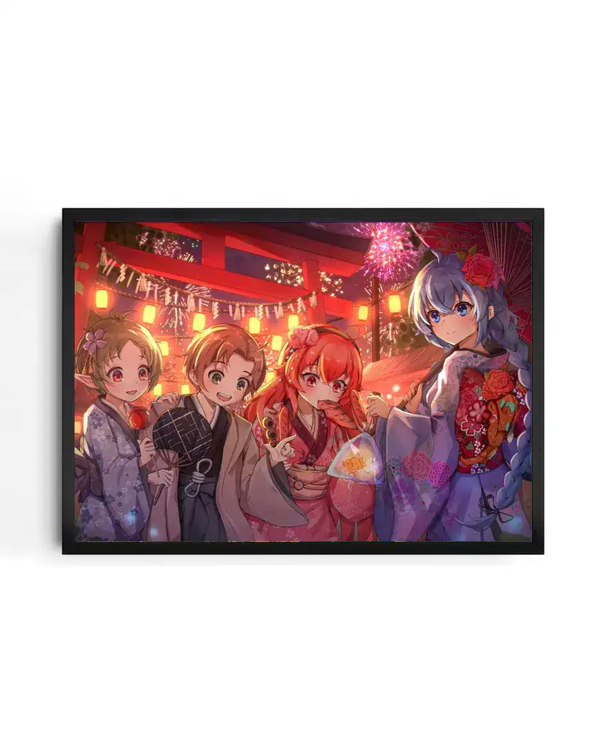 Anime Girls Yukata Festival Scene