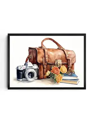 Bag And Camera Watercolor Print