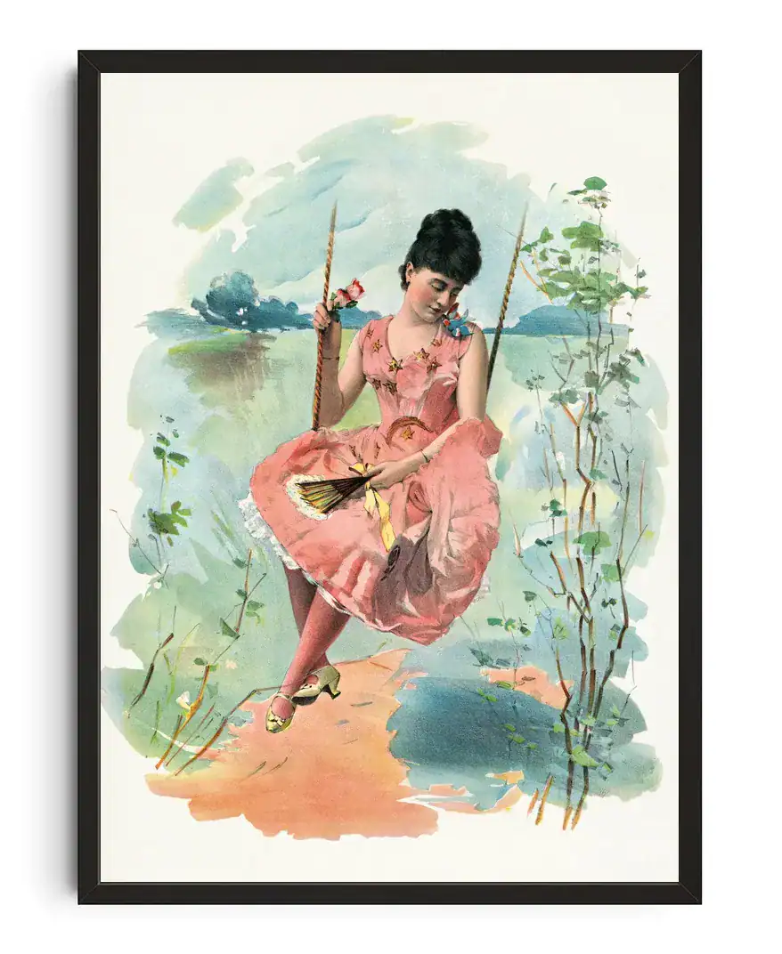 Girl In Pink On Swing Print