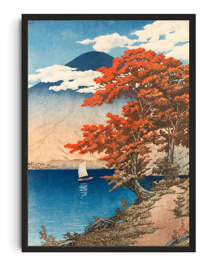 Hasui Snowy Mountain And Red Maple