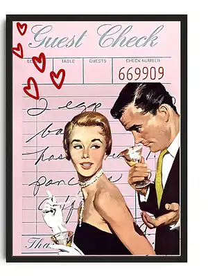 Retro Couple Guest Check Print
