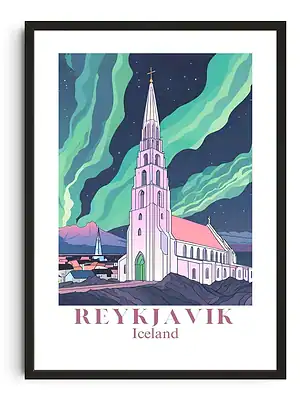 Reykjavik Travel Poster