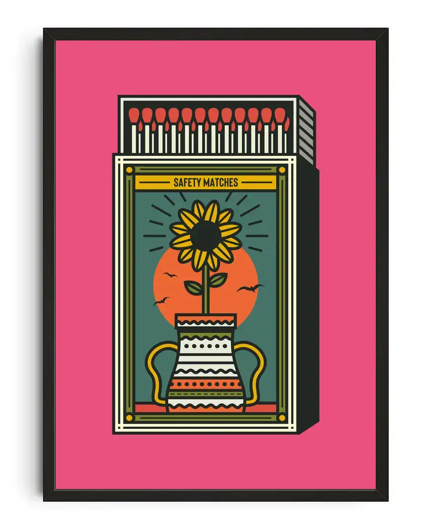 Sunflower Safety Matches Print