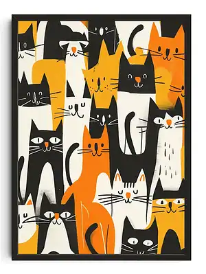Whimsical Cat Gathering